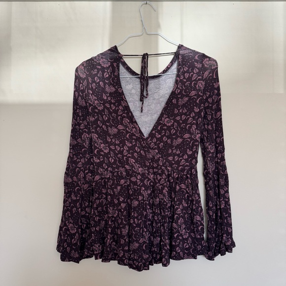 American Eagle Outfitters Purple Floral Blouse - Picture 2 of 3
